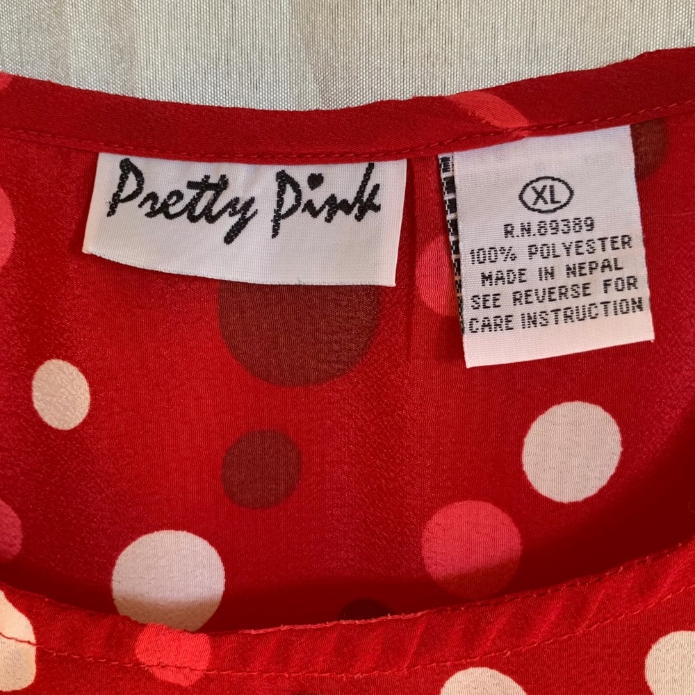 Pretty Pink Polka Dot Column Dress in Red - Size XL - Picture 2 of 12